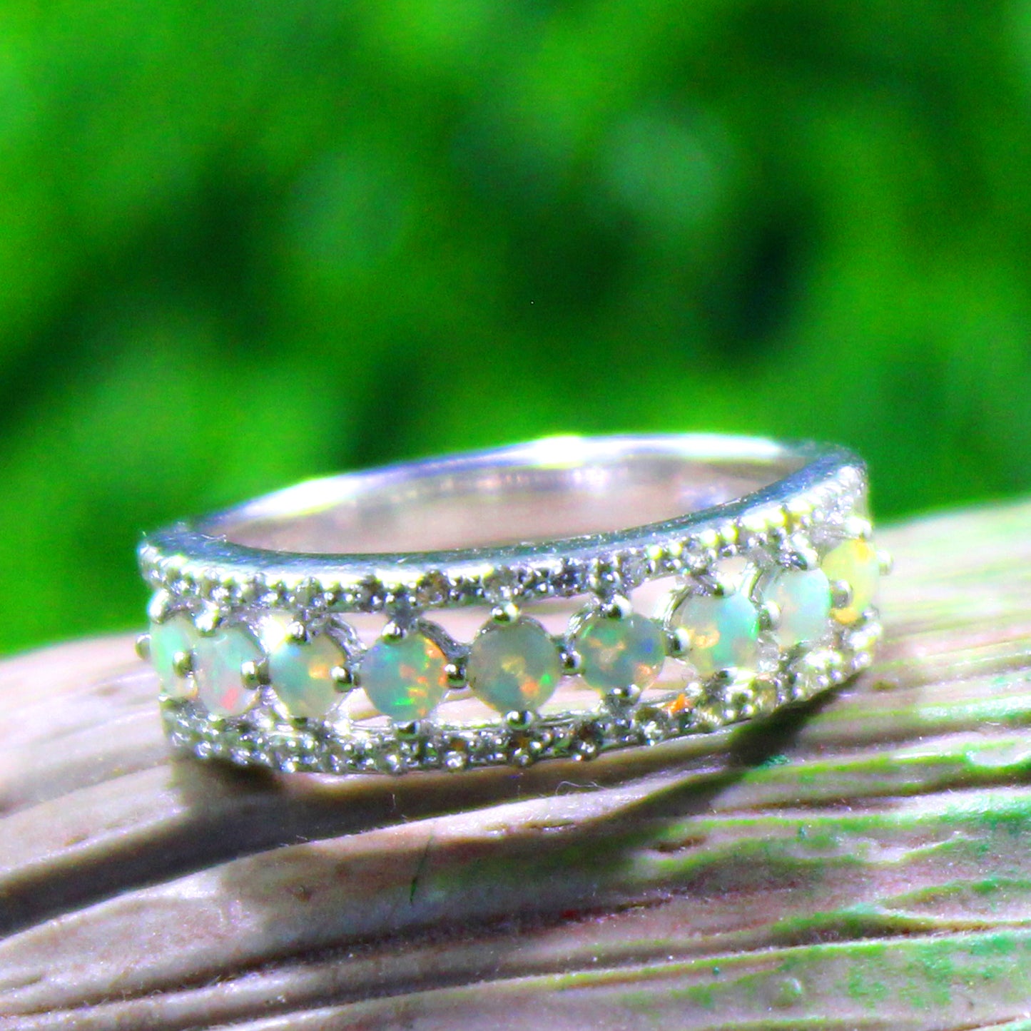 Unique Nat. Ethiopian Opal Gemstone 925 Sterling Silver Statement Ring