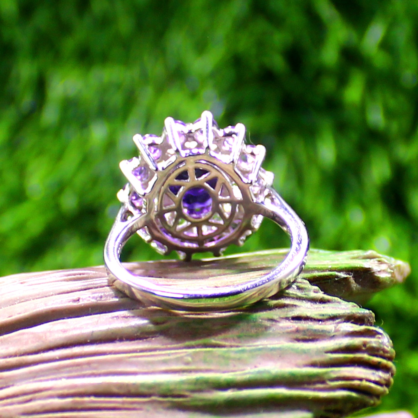 Unique Nat. Amethyst Gemstone 925 Sterling Silver Statement Ring