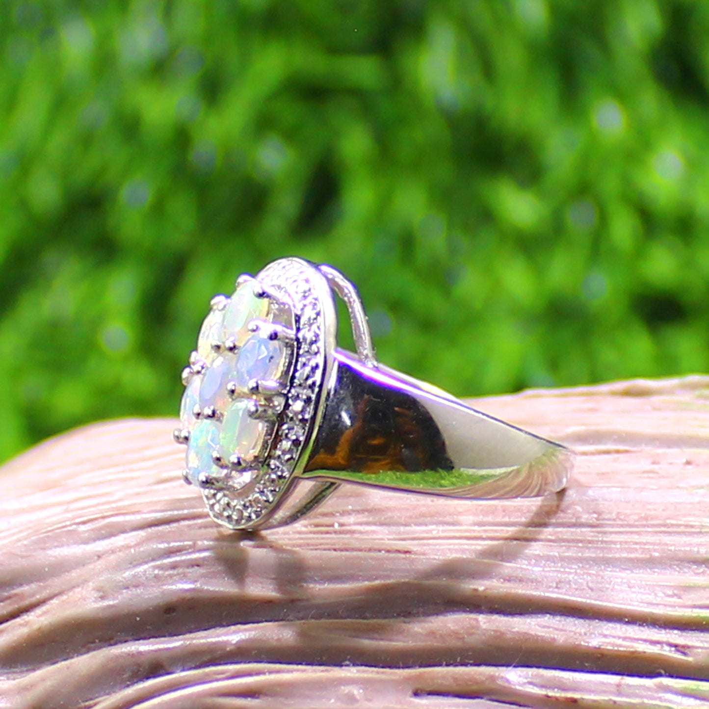 Unique Nat. Ethiopian Opal Gemstone 925 Sterling Silver Statement Ring