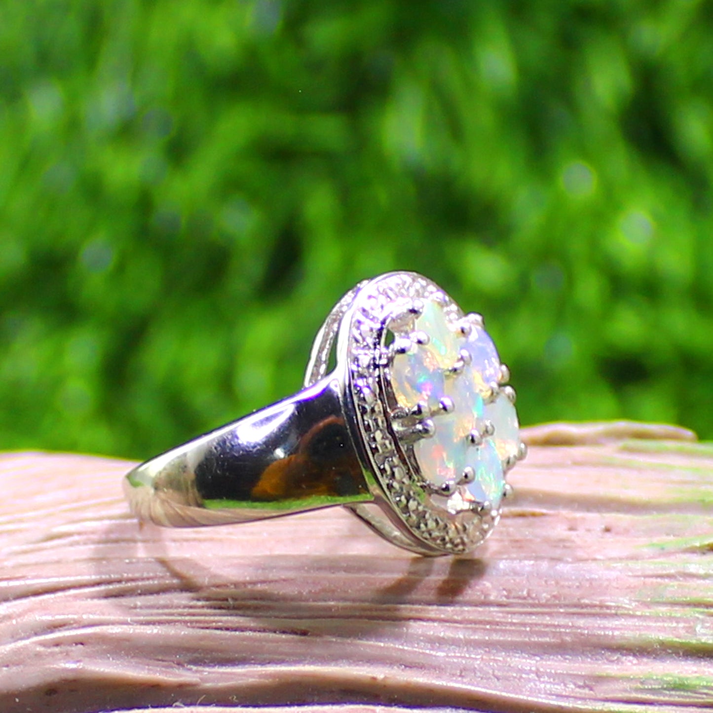 Unique Nat. Ethiopian Opal Gemstone 925 Sterling Silver Statement Ring