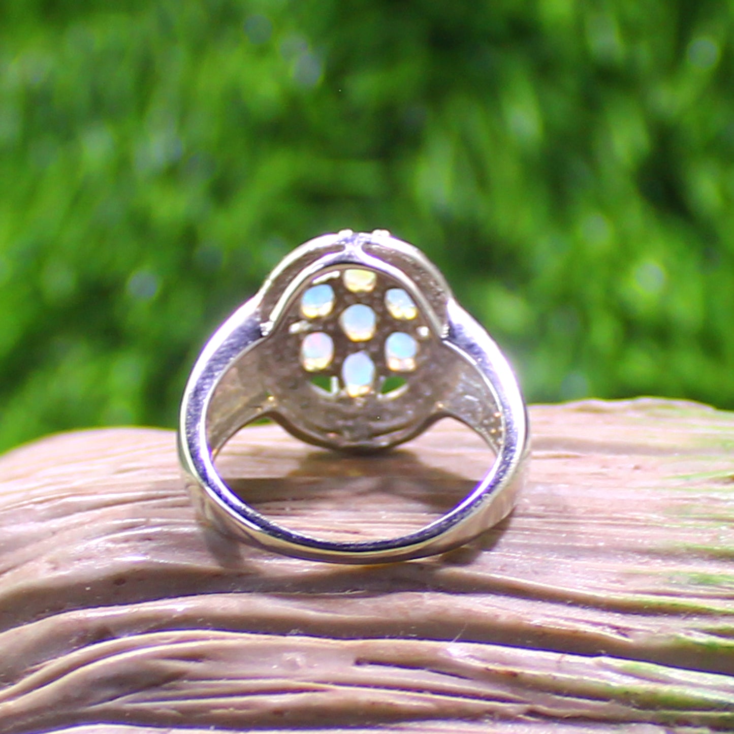 Unique Nat. Ethiopian Opal Gemstone 925 Sterling Silver Statement Ring