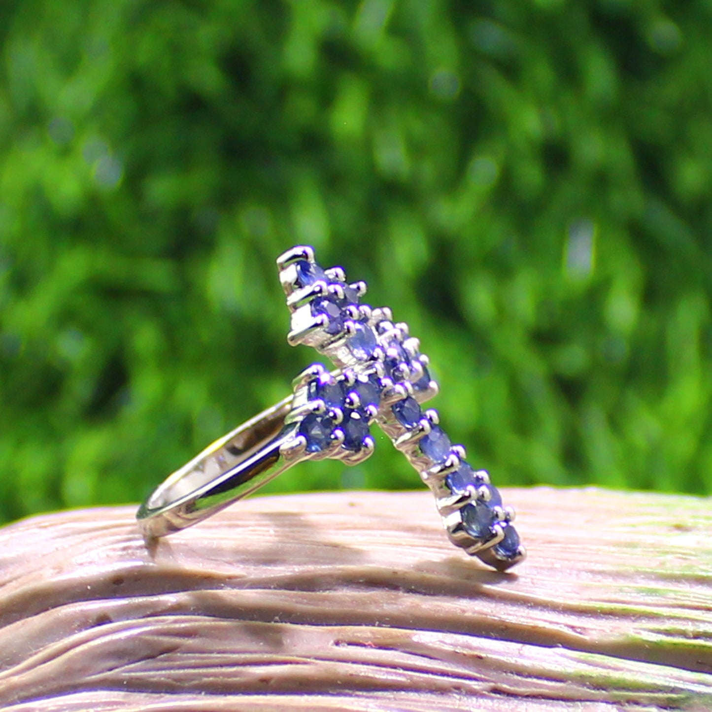 Unique Nat. Blue Sapphire Gemstone 925 Sterling Silver Statement Ring