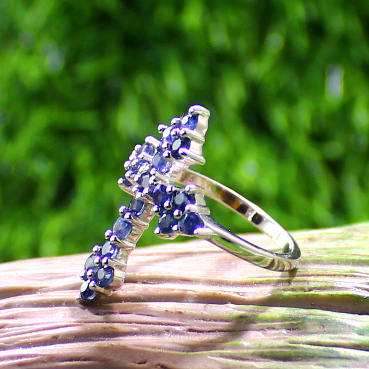 Unique Nat. Blue Sapphire Gemstone 925 Sterling Silver Statement Ring