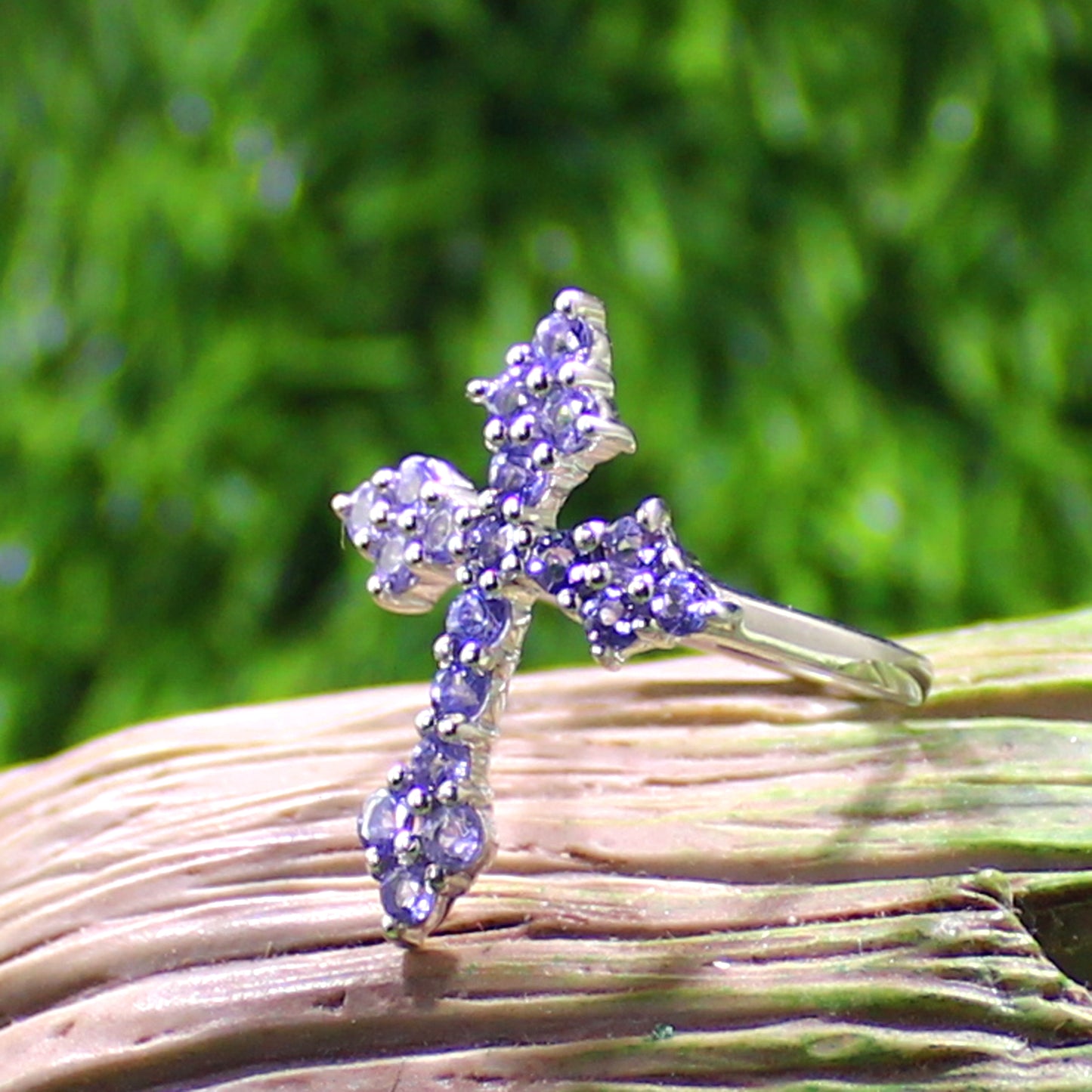 Unique Nat. Tanzanite Gemstone 925 Sterling Silver Statement Ring
