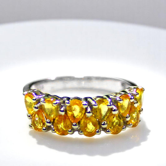 Unique Nat. Citrine Gemstone 925 Sterling Silver Statement Ring