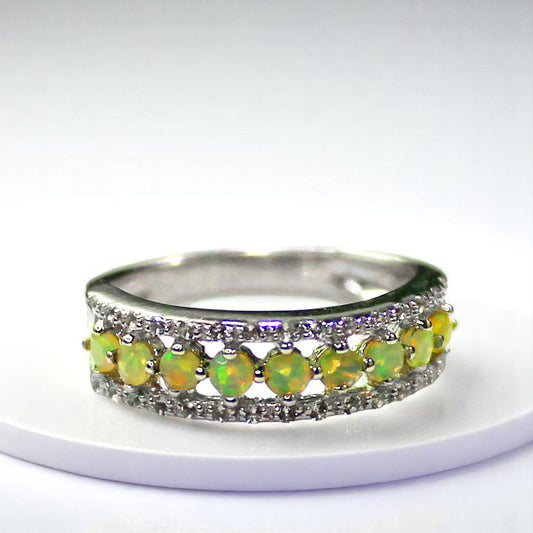 Unique Nat. Ethiopian Opal Gemstone 925 Sterling Silver Statement Ring