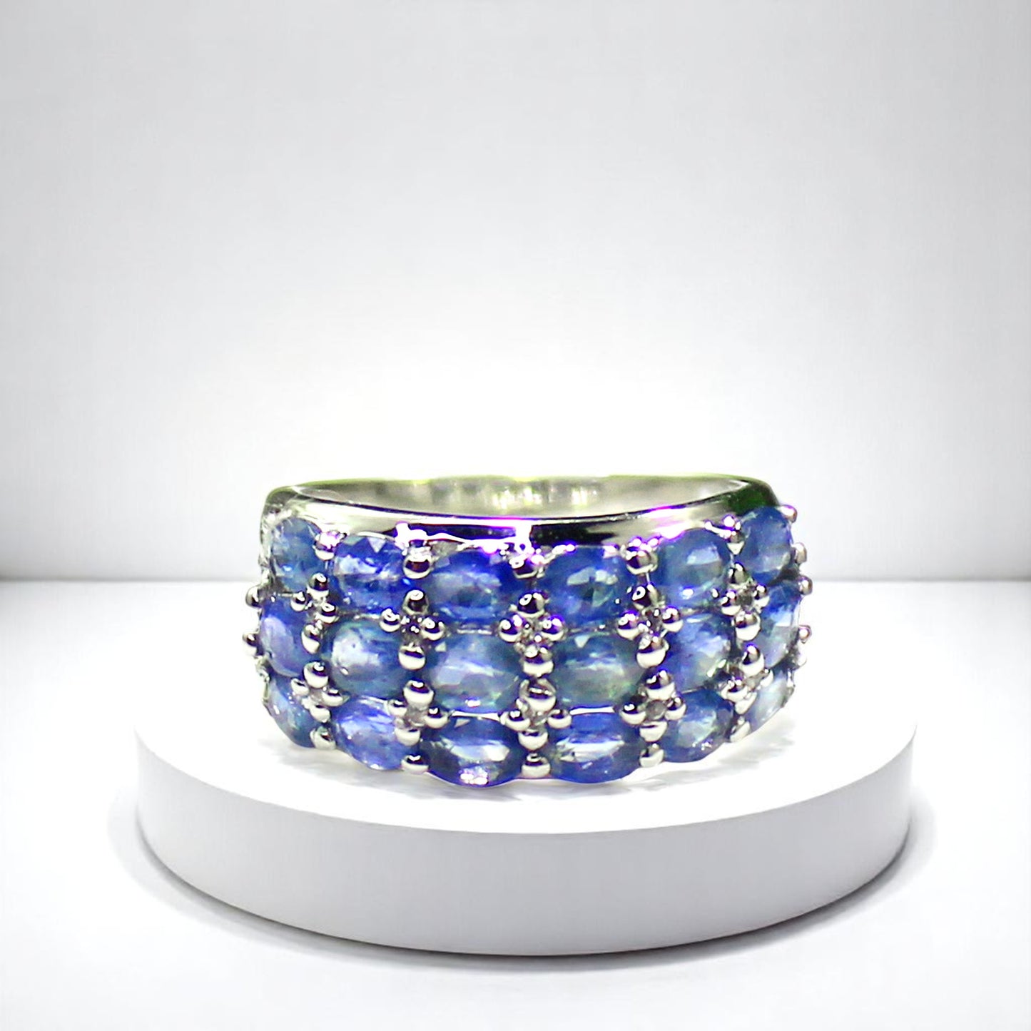 Unique Nat. Blue Sapphire Gemstone 925 Sterling Silver Statement Ring