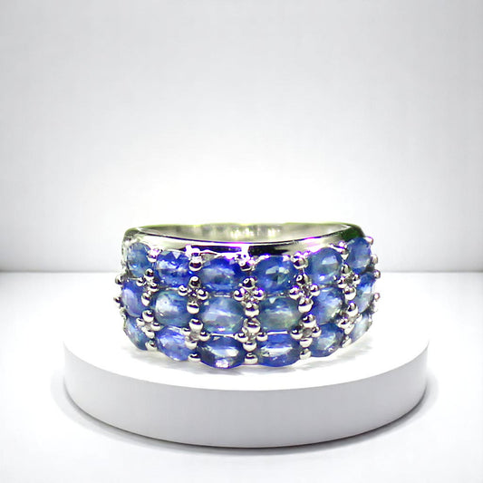 Unique Nat. Blue Sapphire Gemstone 925 Sterling Silver Statement Ring