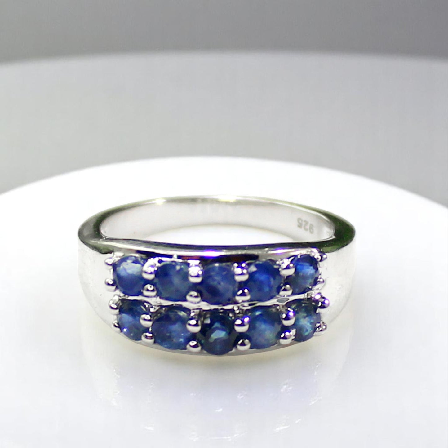 Unique Nat. Blue Sapphire Gemstone 925 Sterling Silver Statement Ring