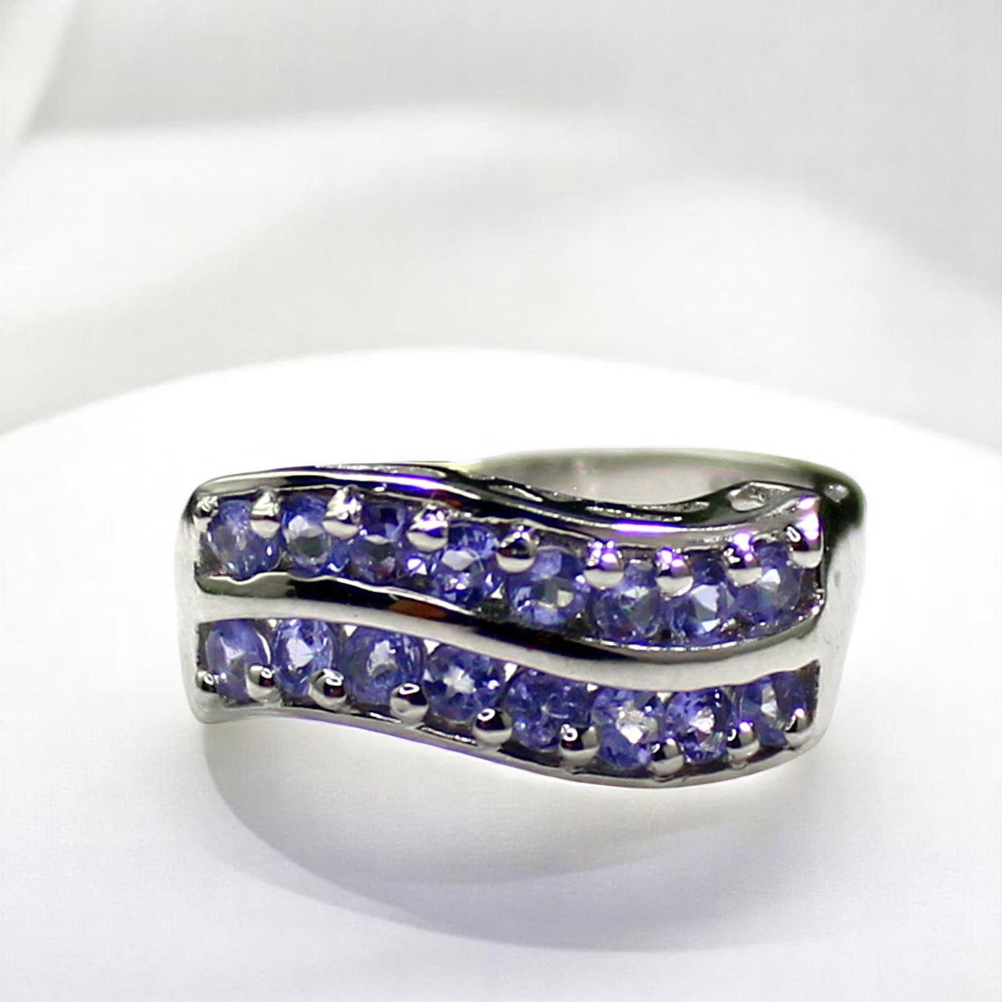 Unique Nat. Tanzanite Gemstone 925 Sterling Silver Statement Ring
