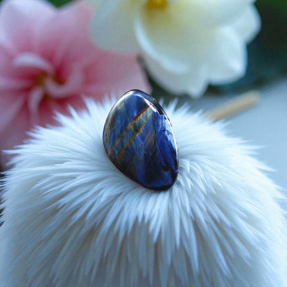 Premium Quality Pietersite Cab – Eye-Catching Mix of Golden, Red & Indigo Fibers