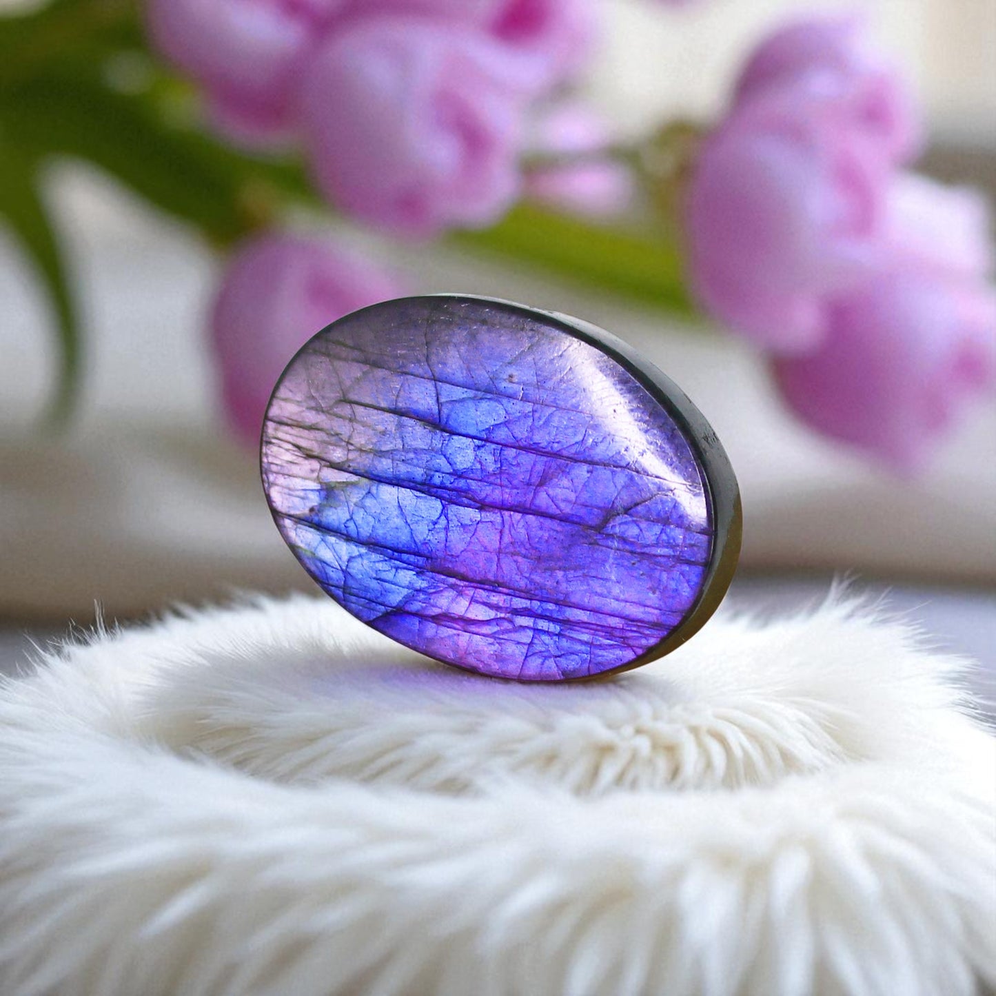Spectrolite Labradorite Cab – Rare Purple-Blue Sheen, Collector’s Gem