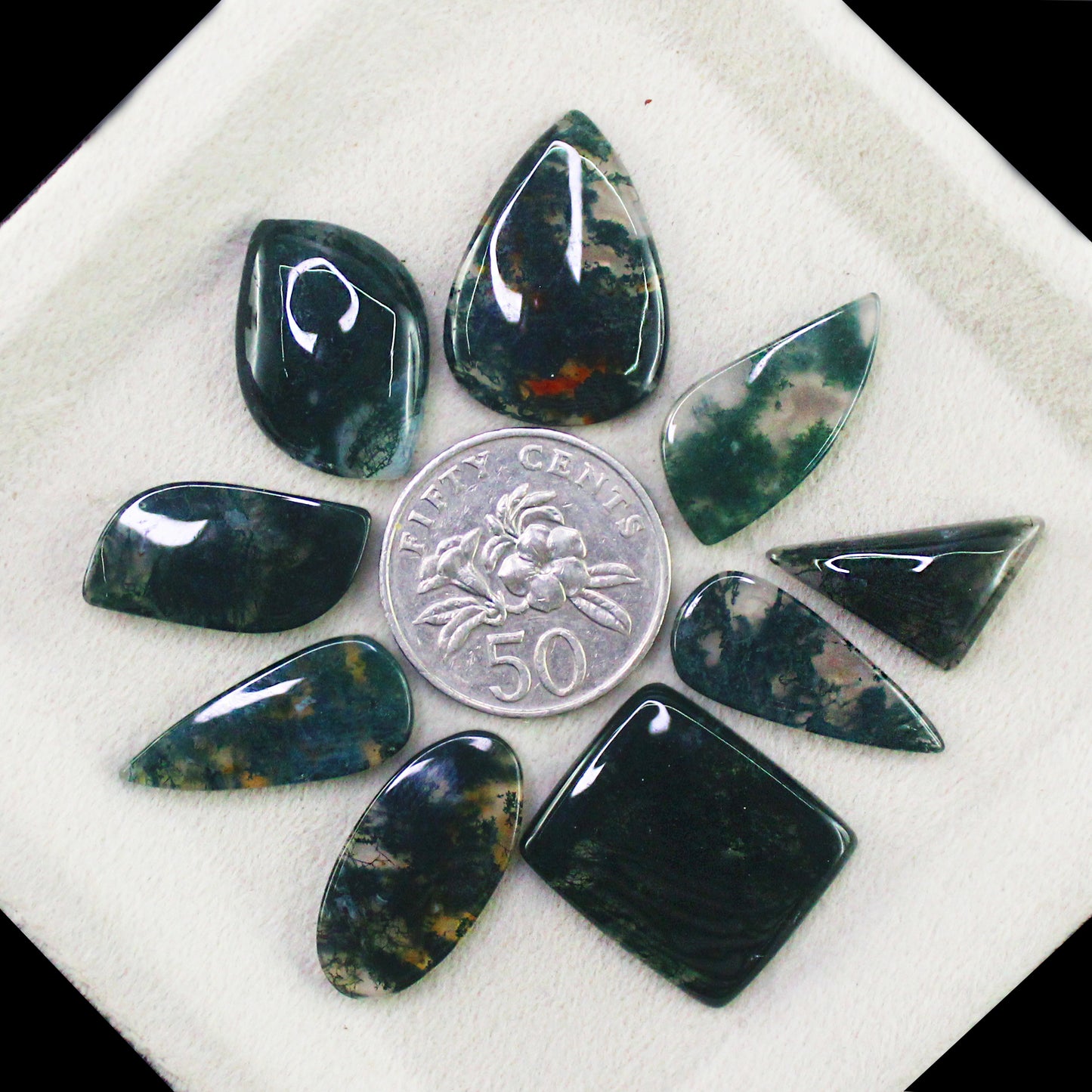 Natural Moss Agate Gemstone Lot for Jewelry & Lapidary Work