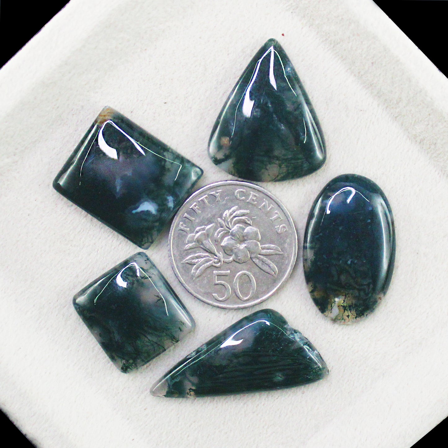 Natural Moss Agate Gemstone Lot for Jewelry & Lapidary Work