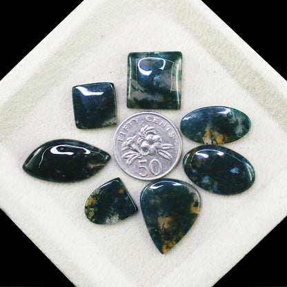 Natural Moss Agate Gemstone Lot for Jewelry & Lapidary Work
