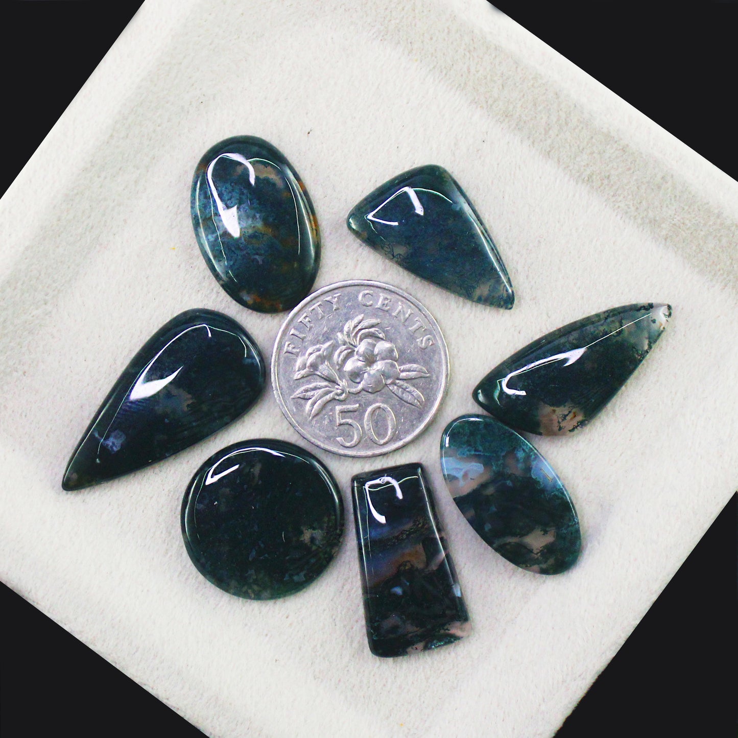 Natural Moss Agate Gemstone Lot for Jewelry & Lapidary Work