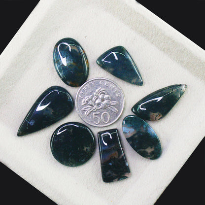 Natural Moss Agate Gemstone Lot for Jewelry & Lapidary Work