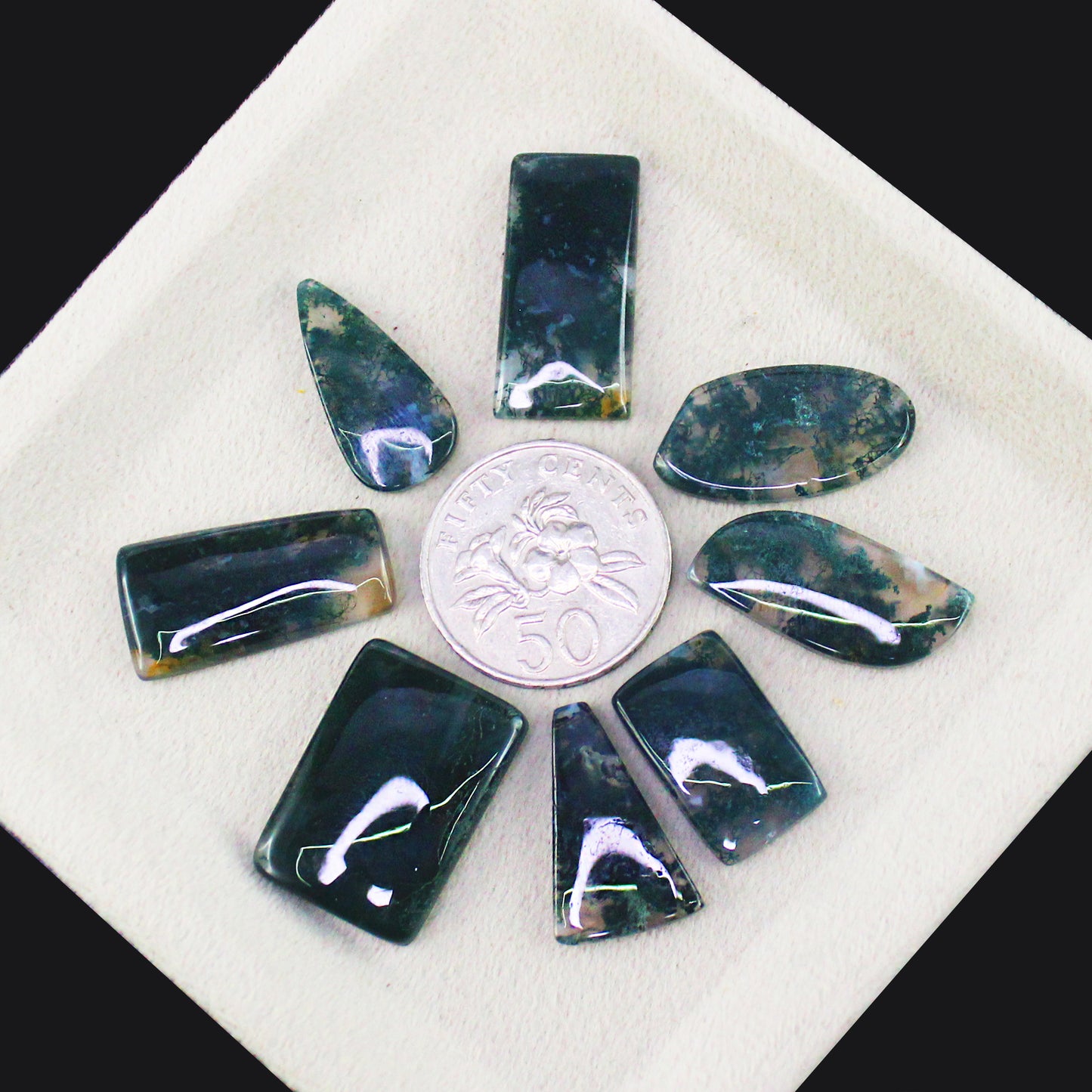 Natural Moss Agate Gemstone Lot for Jewelry & Lapidary Work