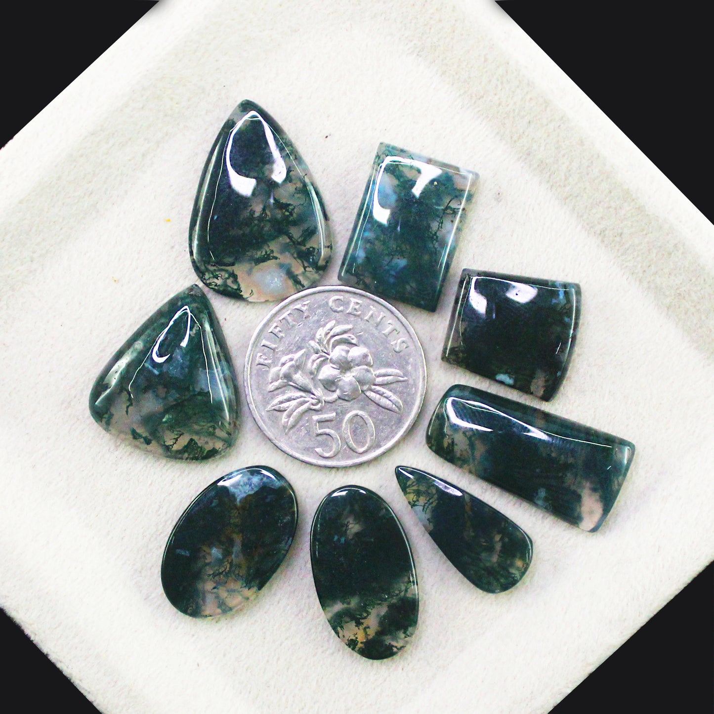 Natural Moss Agate Gemstone Lot for Jewelry & Lapidary Work