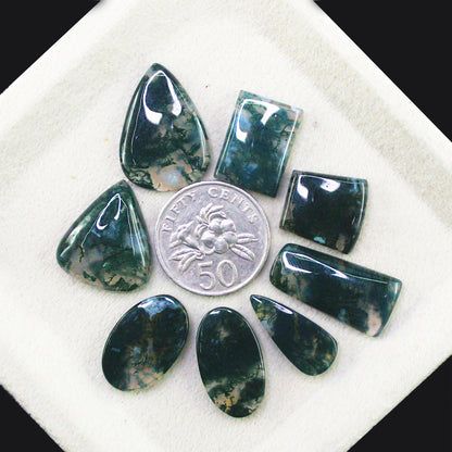 Natural Moss Agate Gemstone Lot for Jewelry & Lapidary Work