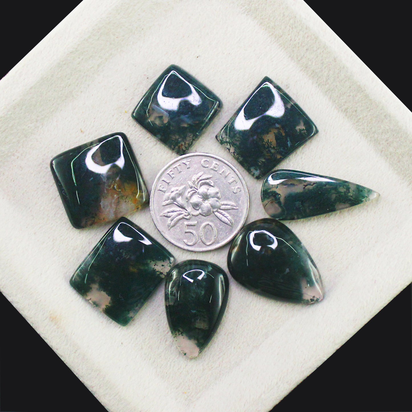 Natural Moss Agate Gemstone Lot for Jewelry & Lapidary Work