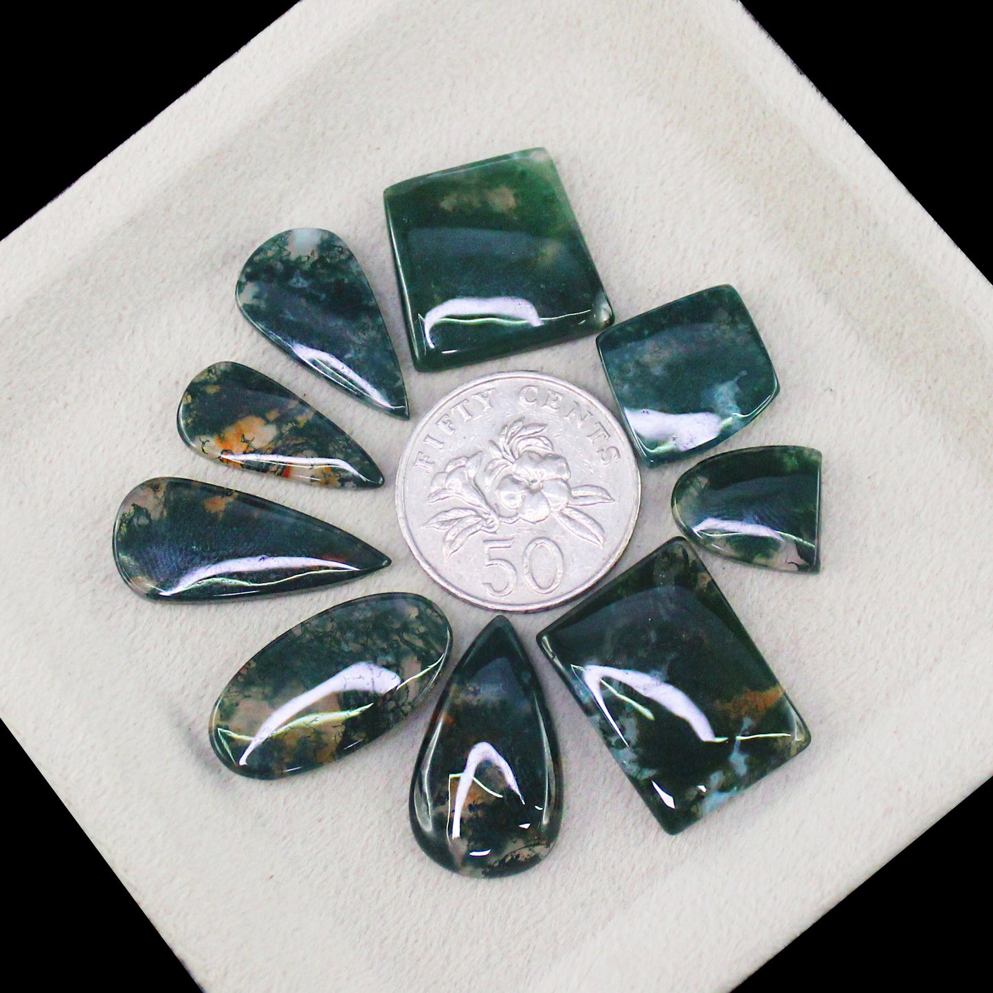 Natural Moss Agate Gemstone Lot for Jewelry & Lapidary Work