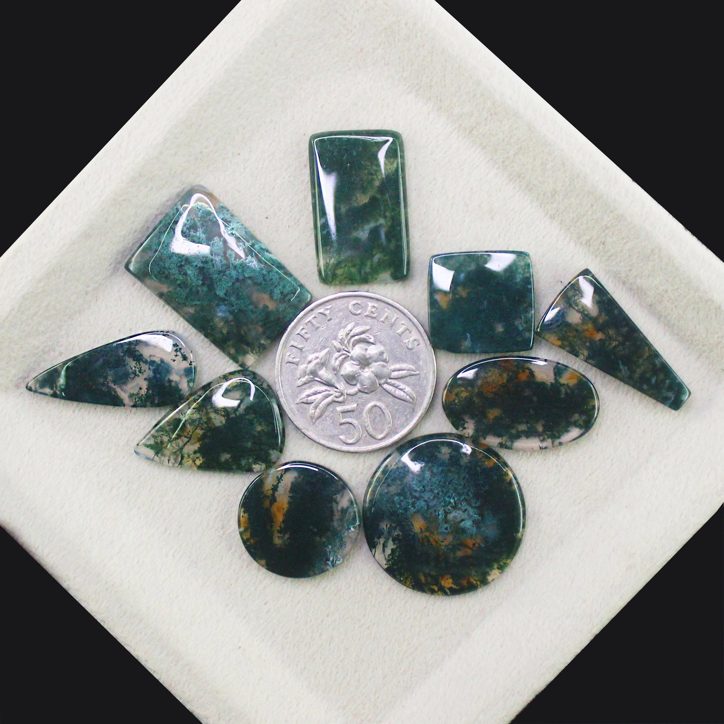 Natural Moss Agate Gemstone Lot for Jewelry & Lapidary Work