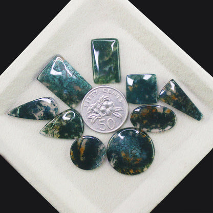 Natural Moss Agate Gemstone Lot for Jewelry & Lapidary Work