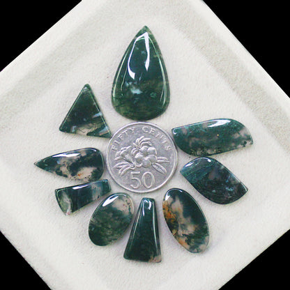 Natural Moss Agate Gemstone Lot for Jewelry & Lapidary Work