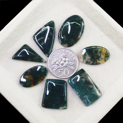 Natural Moss Agate Gemstone Lot for Jewelry & Lapidary Work