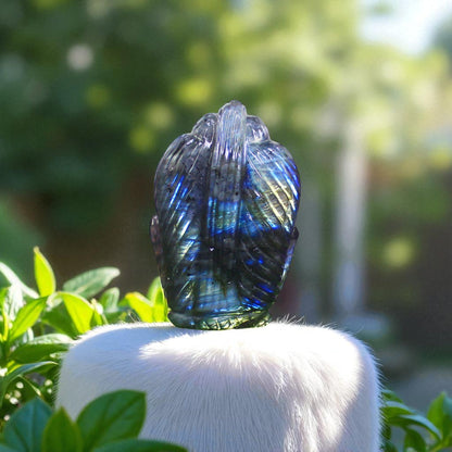 Amazing Color Sheen Nat. Labradorite Gemstone Lord Shiva Head Carved Figure