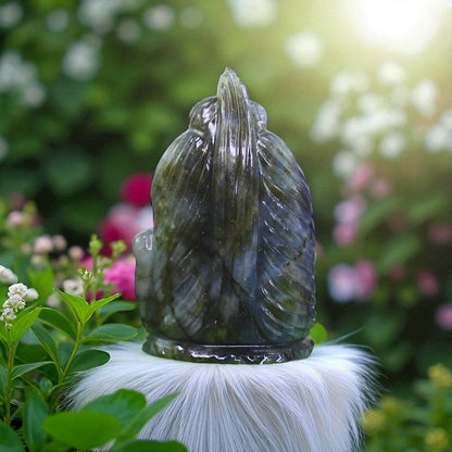 Amazing Color Sheen Nat. Labradorite Gemstone Lord Shiva Head Carved Figure