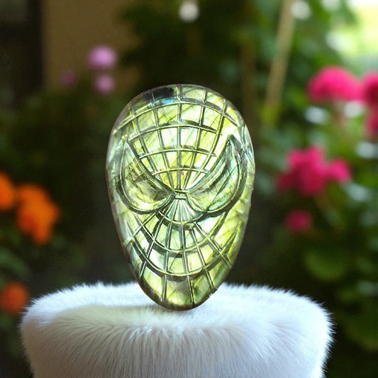 Unique Nat. Labradorite Gemstone Face Inspired Carved Cabochon