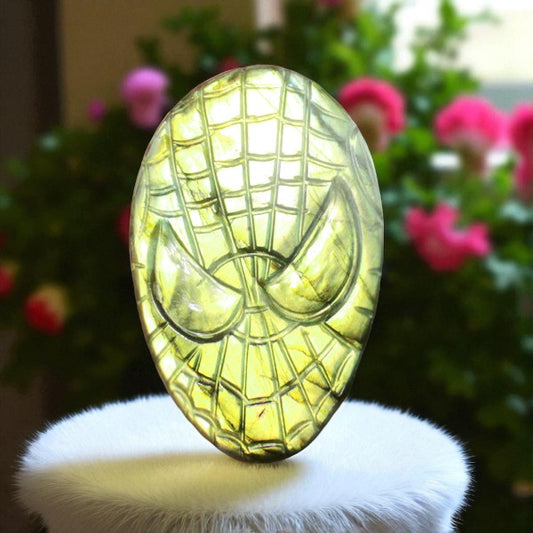 Unique Nat. Labradorite Gemstone Face Inspired Carved Cabochon