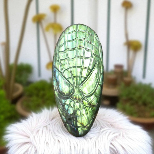 Unique Nat. Labradorite Gemstone Face Inspired Carved Cabochon