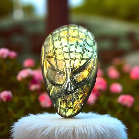 Unique Nat. Labradorite Gemstone Face Inspired Carved Cabochon