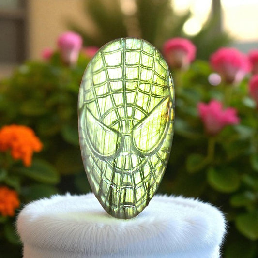 Unique Nat. Labradorite Gemstone Face Inspired Carved Cabochon