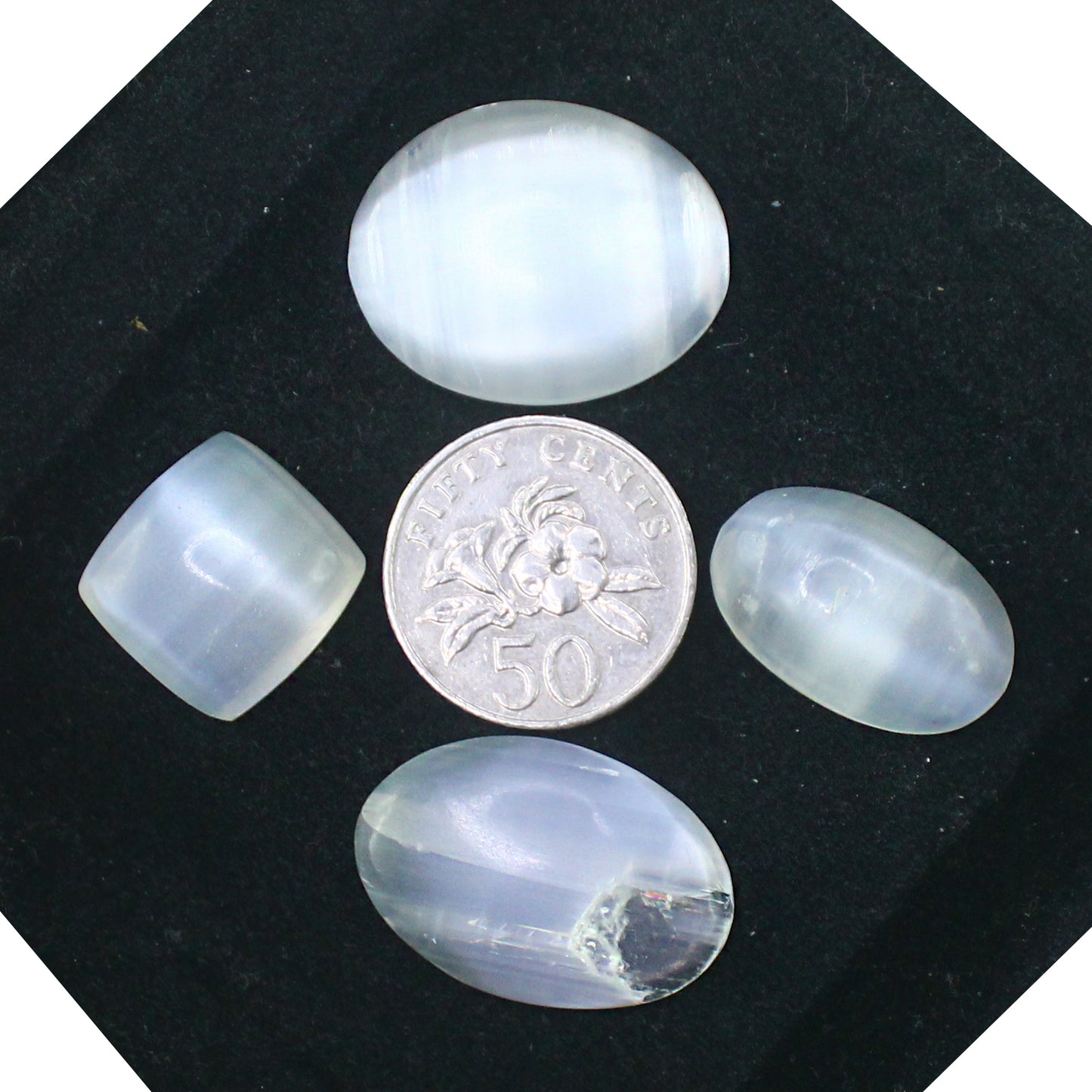 Natural Selenite Cabochon Lot – Polished White Selenite Gemstones for Jewelry & Crafts
