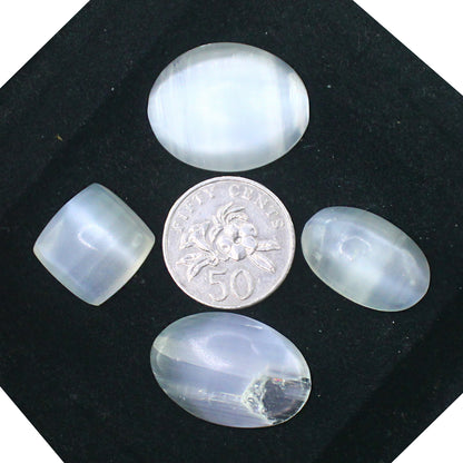 Natural Selenite Cabochon Lot – Polished White Selenite Gemstones for Jewelry & Crafts
