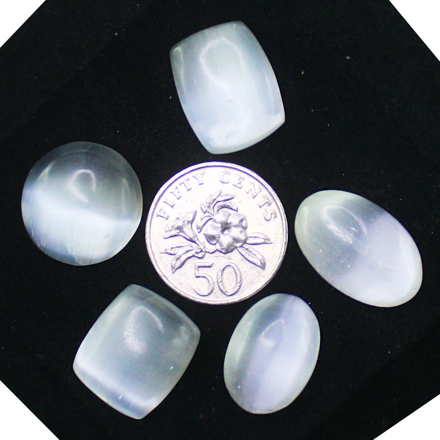 Natural Selenite Cabochon Lot – Polished White Selenite Gemstones for Jewelry & Crafts