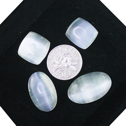 Natural Selenite Cabochon Lot – Polished White Selenite Gemstones for Jewelry & Crafts