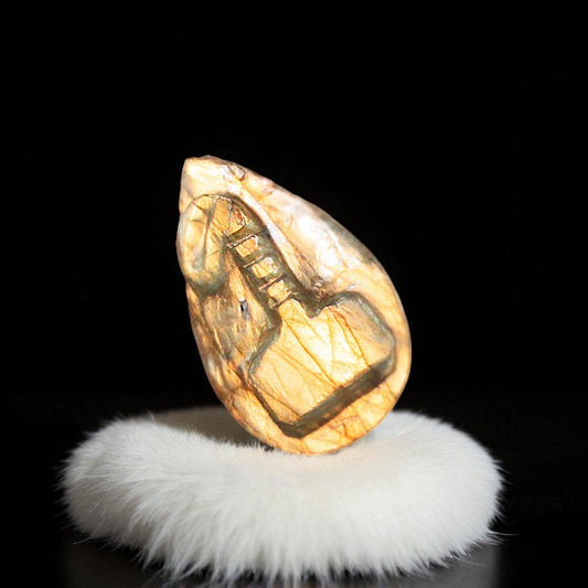 Unique Nat. Labradorite Gemstone Hammer Inspired Carved Cabochon