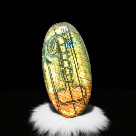 Unique Nat. Labradorite Gemstone Hammer Inspired Carved Cabochon
