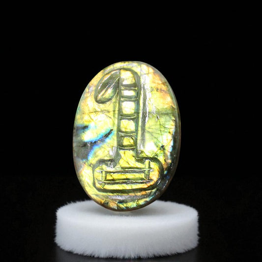 Unique Nat. Labradorite Gemstone Hammer Inspired Carved Cabochon