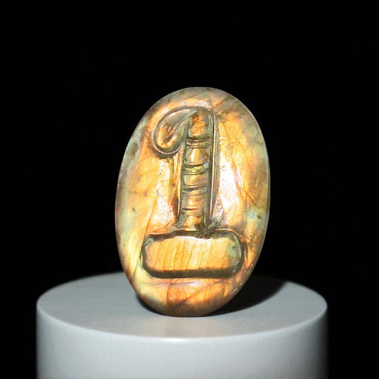 Unique Nat. Labradorite Gemstone Hammer Inspired Carved Cabochon