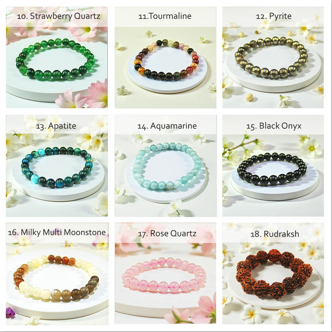 Natural Gemstone Stretch Bracelets – Round Beads