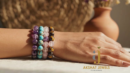 Natural Gemstone Stretch Bracelets – Round Beads