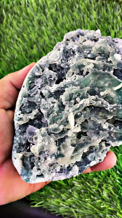 One-of-a-Kind Marsh Green Apophyllite – Gentle Olive-Green Crystals on Volcanic Rock Base